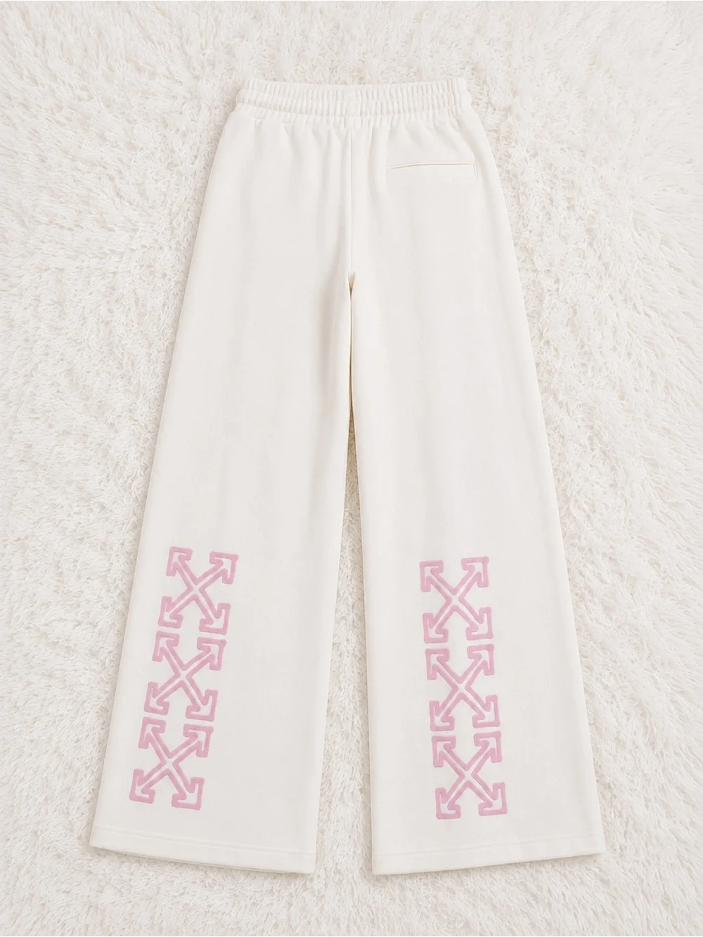Off-white Wide-Leg Cream Sweatpants with Pink logo size Small